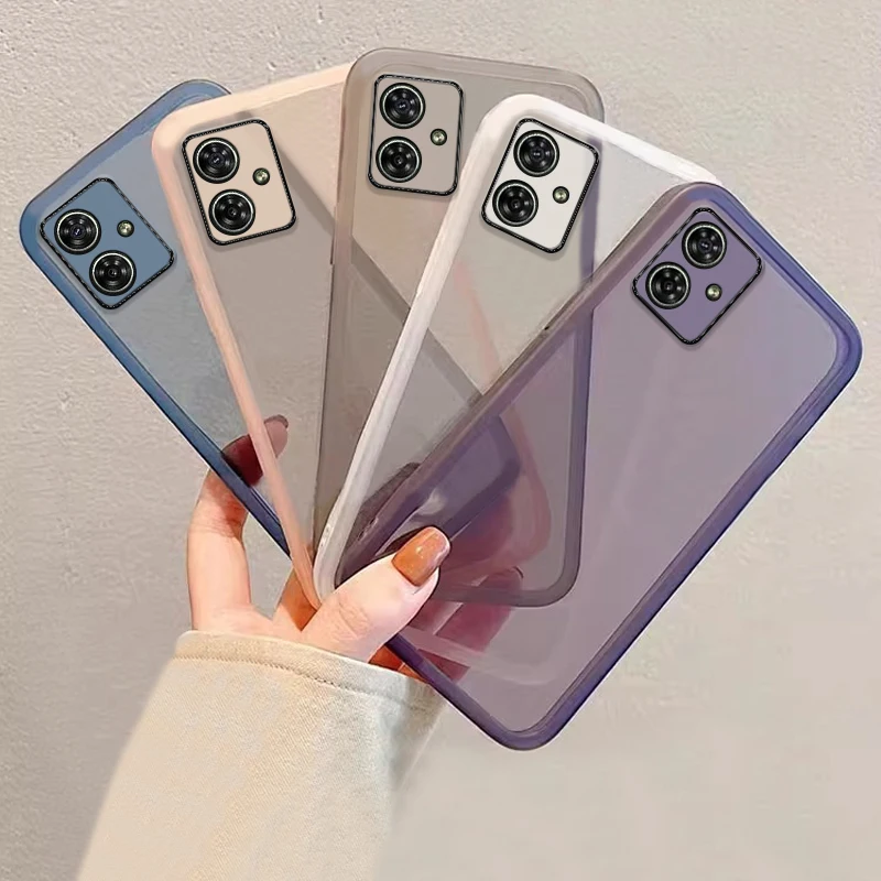 Biruiqu For Motorola Moto G54 New Shockproof Protective Case Transparent Soft Silicone All-Around Protection Phone Case