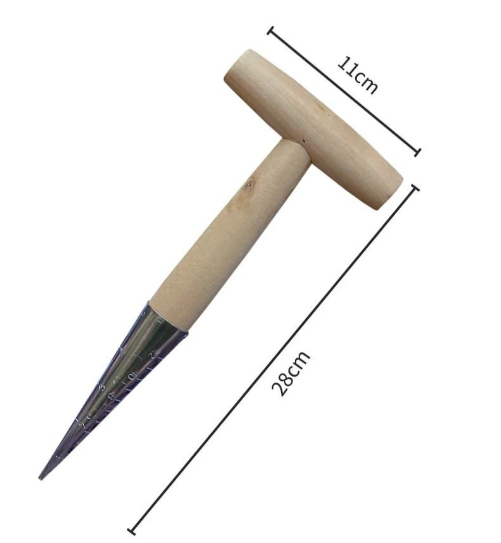 3pcs Horticultural Hole Punch T-type Fertilization, Vegetable Seedling Transplanting, Planting Tools, Wooden Handles
