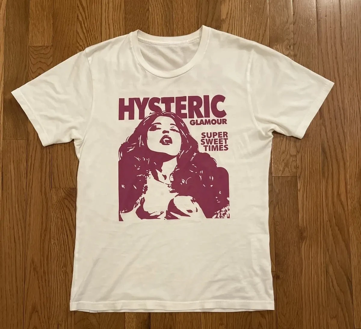 Hysteric Glamour 90s Retro Style Charcoal Reprint T Shirt for Men