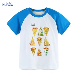 Little maven Tops Chidlren's Clothing Kids Clothes for Baby Boys Tops Korean Teenagers Blouses T-shirt Cartoon Pizza Cotton