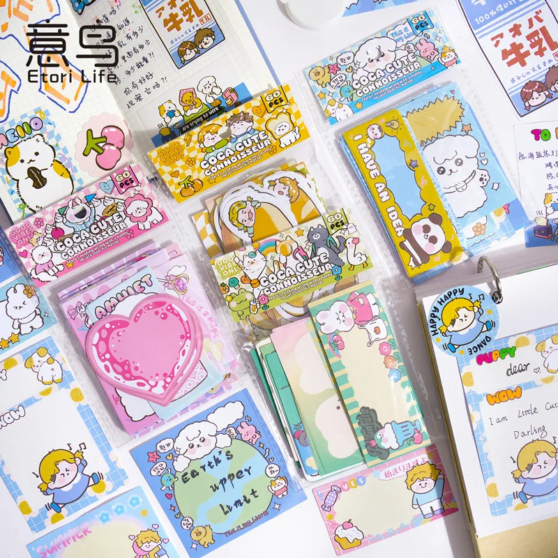 Etori Life 60sheets/pack Note Paper Sticker DIY Decorative Stationery Album Diary Cup Notebook Mobile Phone Toy Scrapbook