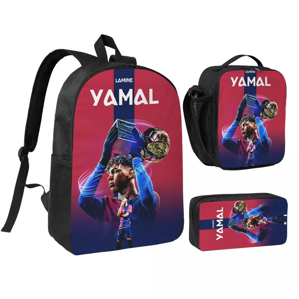 

L-Lamine Y-Yamal Football Soccer 3pecs/set Backpack for Student Canvas Bags Lunch bag Pencil Case