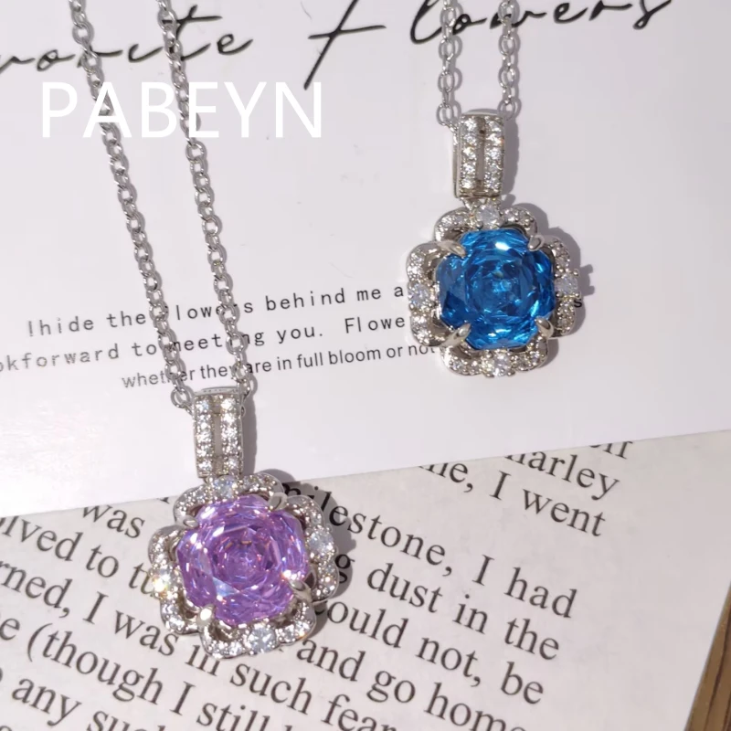 925 Sterling Silver Octagon Rose Cut Zircon Necklace. Feminine, Romantic, and Elegant Jewelry for Women.