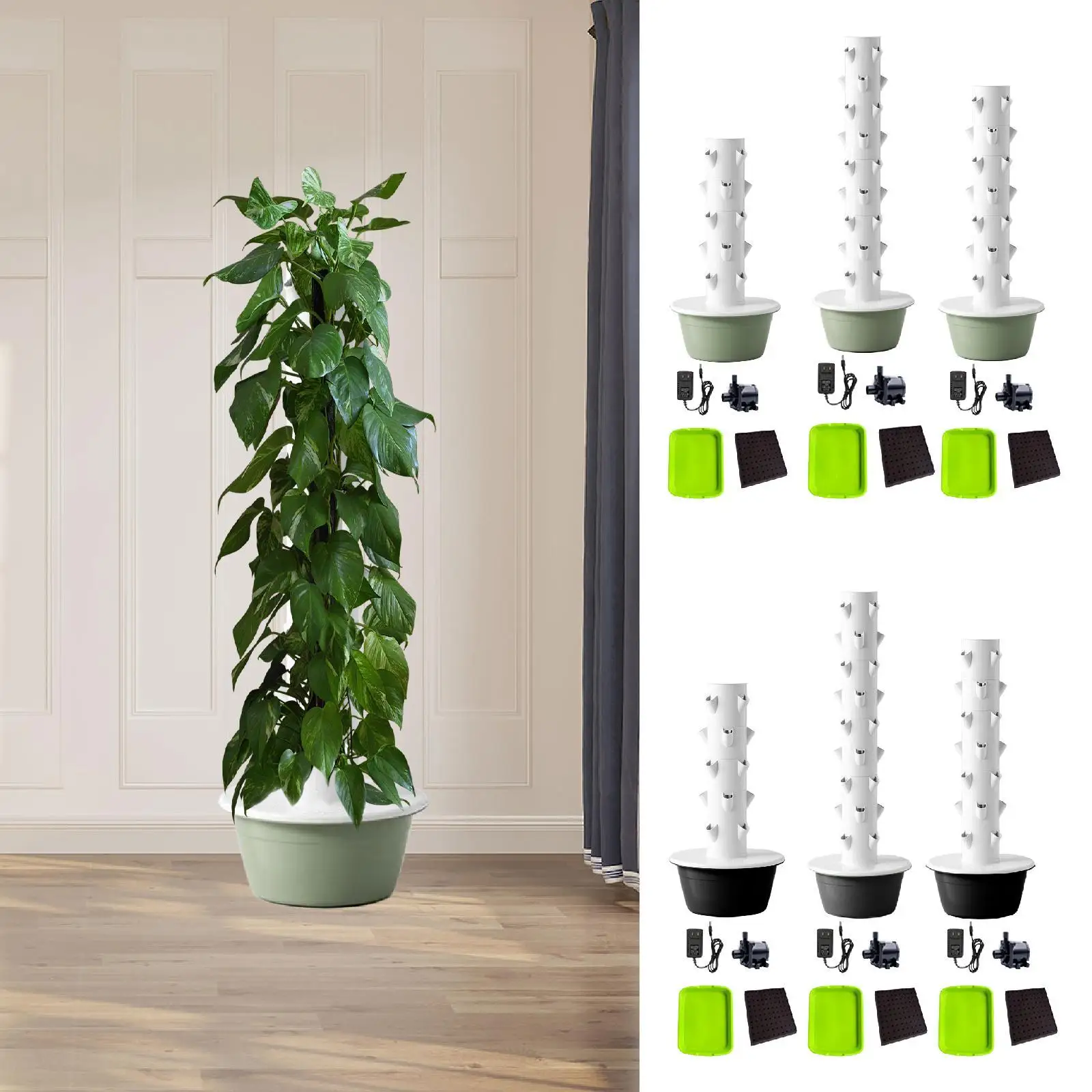 

Гидропонная башня с насосом, комплект системы выращивания гидропоники высокой емкости для перцев, клубники, цветов, овощей в помещении и на открытом воздухе