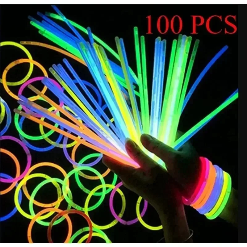 100 قطعة توهج عصا عيد الميلاد هالوين السنة الجديدة لعب الأطفال توهج الرقص مهرجان حفلة توهج الأساور توهج سوار الحفل #3