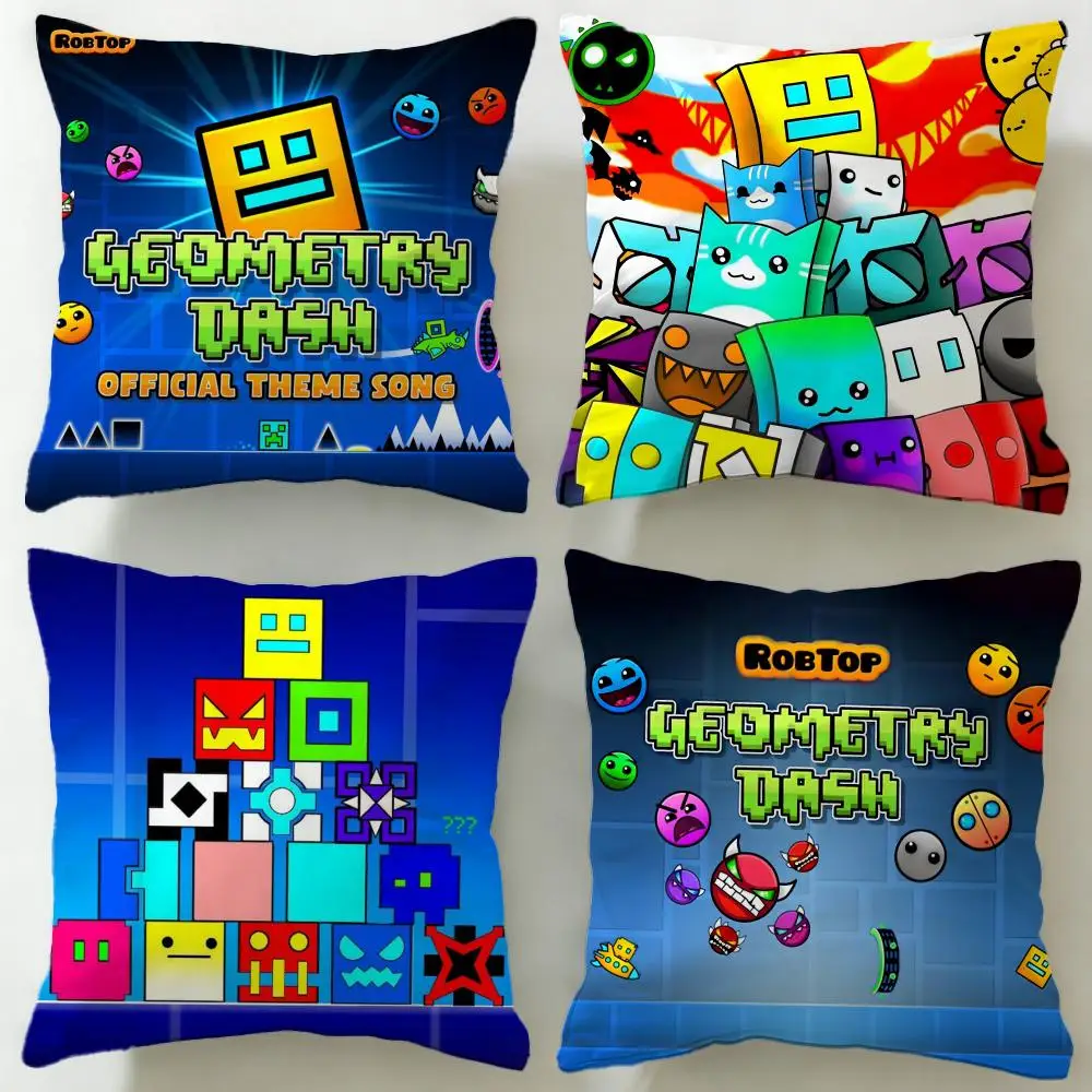 Klassischer Kissenbezug „Geometry Dash“, weicher und leicht zu waschender Kissenbezug – vielseitig einsetzbar für Couch, Bett, Reisen und Büro