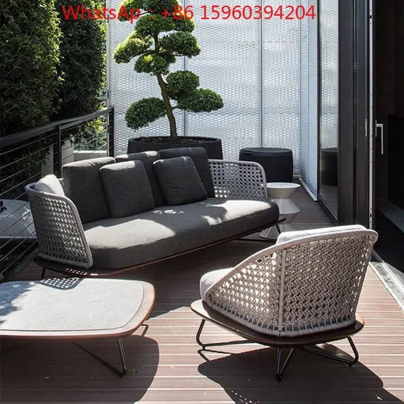 Villa outdoor sofa courtyard open-air hotel rattan leisure outdoor garden B & B sofa combination waterproof and sunscreen