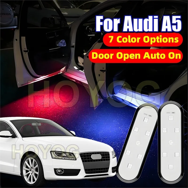 Fit for Audi A5 2009-2016 USB Rechargeable Wireless LED Car Door Light for Anti-Collision Warning with No-Drill Installation