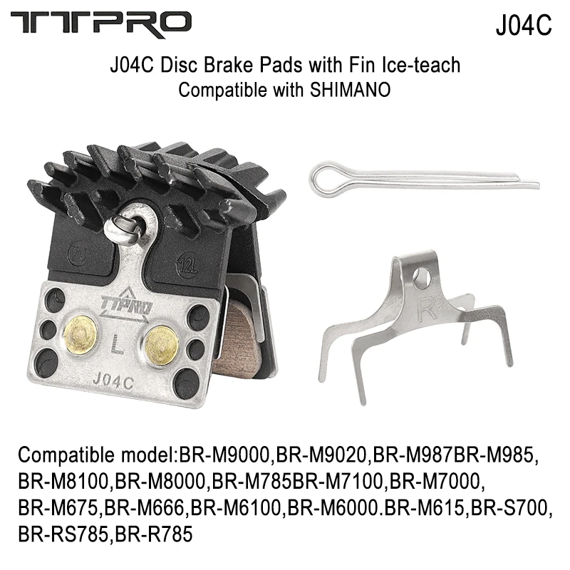 TTPRO J04C Disc Brake Pads for MTB Bike Ice-teach Hydraulic Disc Brake Pads Compatible SHIMANO m9000 m8100 m6100 m6000 m7100