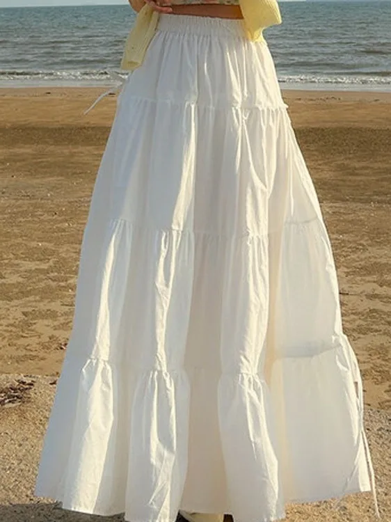 

Белая модная юбка-миди трапециевидной формы, женская универсальная осенняя трендовая синяя юбка с высокой талией, удобная для поездок на работу юбка из полиэфирного волокна