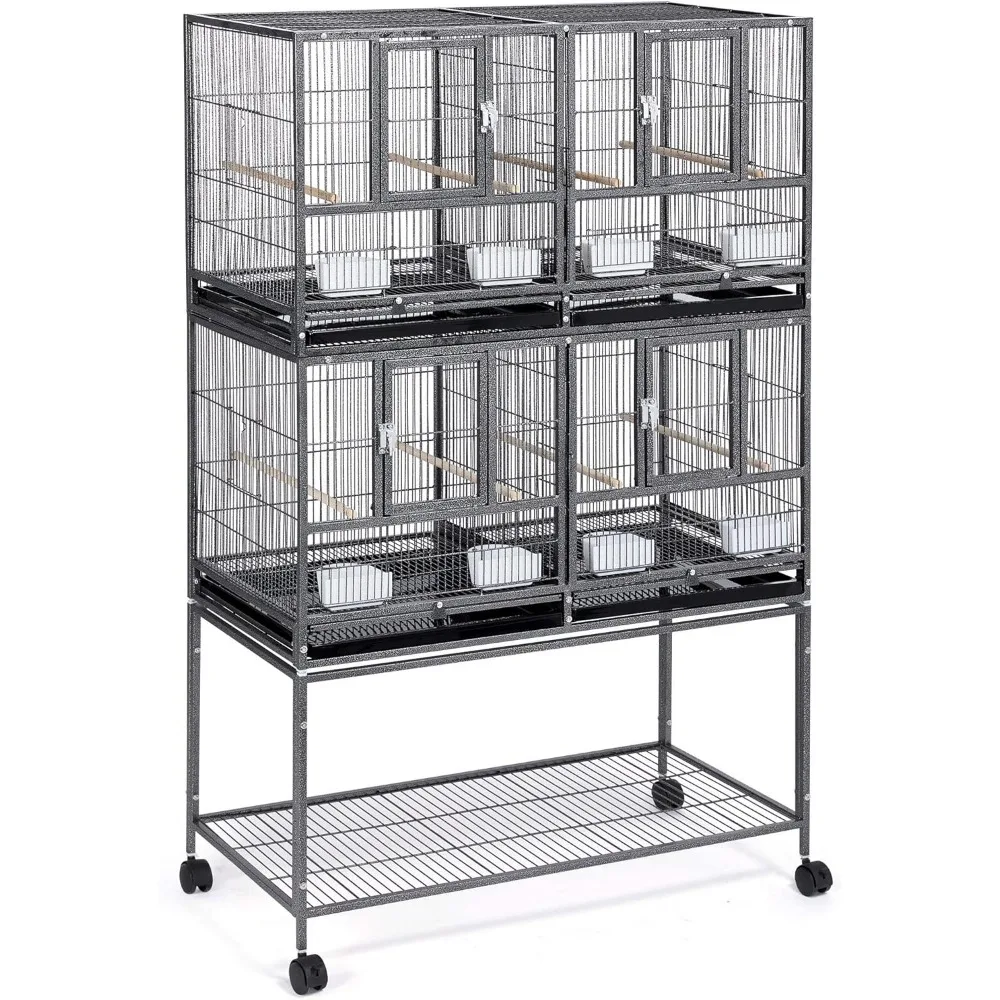 

Stackable Divided Breeder Breeding Parakeet Bird Cage for Canaries Cockatiels Lovebirds Finches Budgies Small Parrots with Deta