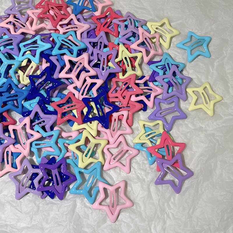 

10PCS Colorful Star BB Hair Clips Girls Y2K Cute Star Barrettes Women Simple Metal Snap Clip Headdress Hair Jewelry Accessories