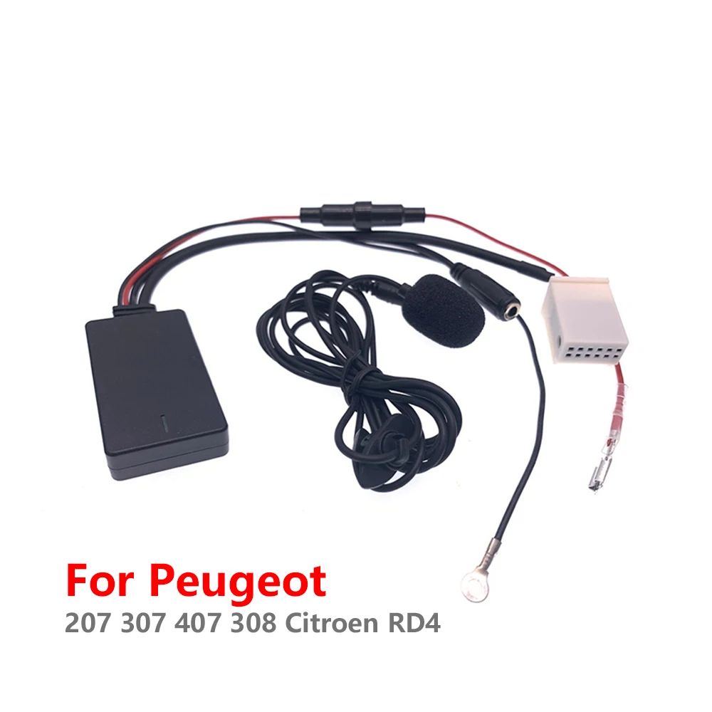 

12Pin Car Radio Stereo Music Bluetooth Module Wireless Aux Handfree Call Cable Adapter For Peugeot 207 307 407 308 Citroen RD4