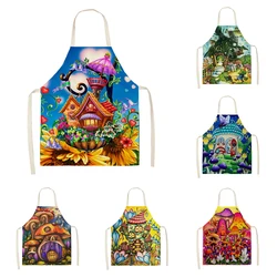 Women's kitchen apron Natural and Animal Styles Restaurant chef barber barman waterproof apron for menand child painting apron