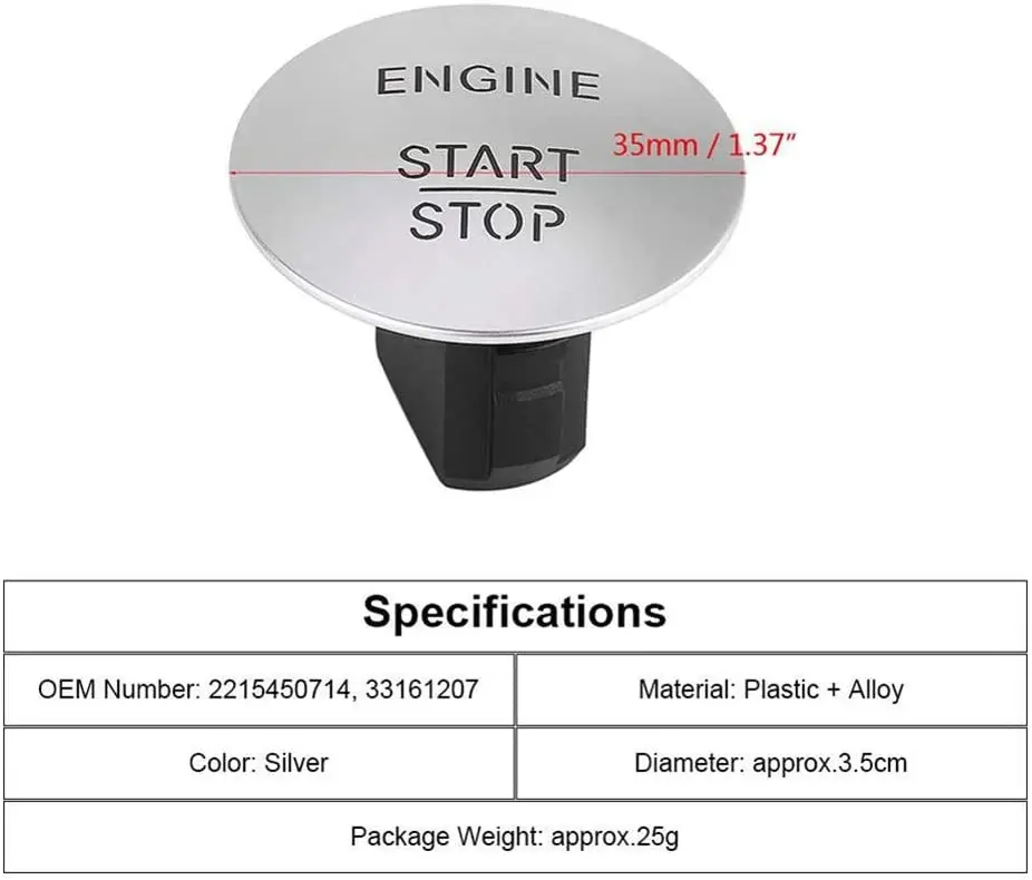 Botón de arranque y parada sin llave para motor de coche Mercedes Benz, W176, C117, X218, W164, W204, W205, W212, W213, W221, C, E, S, CL, M, ML,