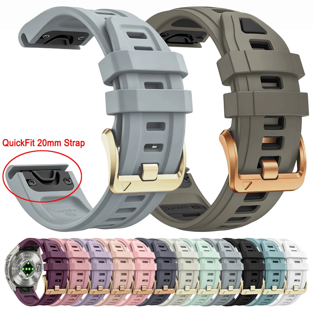 For Garmin Fenix 8 9 Pro 43mm 7S 6S 5S Plus QuickFit Strap 20mm Sport Silicone Bracelet for Epix Pro 42mm Descent Mk3i 43mm Band