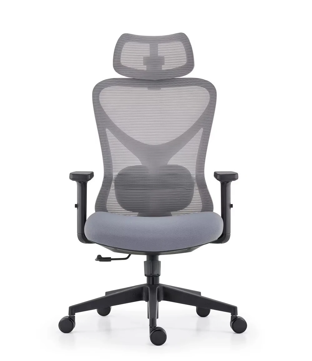 

Contemporary Design Ergonomic Office Chair with Adjustable Height Headrest Swivel 3D Armrest Mesh Foam Fabric Features