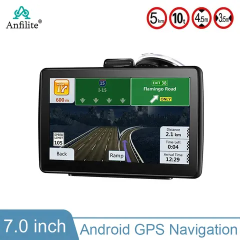 안드로이드 쿼드 코어 AV-IN 블루투스 차량 GPS 네비게이션, 와이파이 FM 송신기 번들, 무료 지도, 16GB, 7 인치