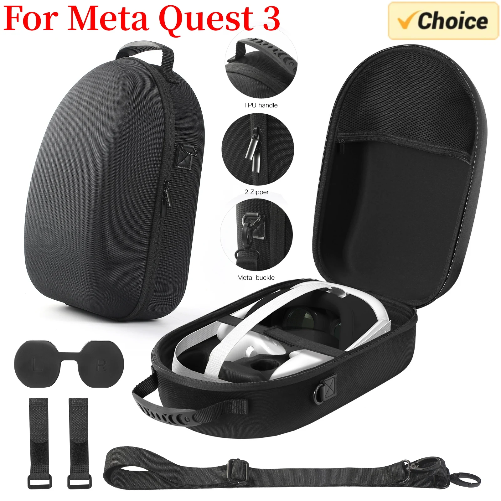 For Meta Quest 3 VR Glasses Storage Bag EVA Hard Shell Travel Carrying Case With Shoulder Strap for Meta Quest 3 VR Accessories