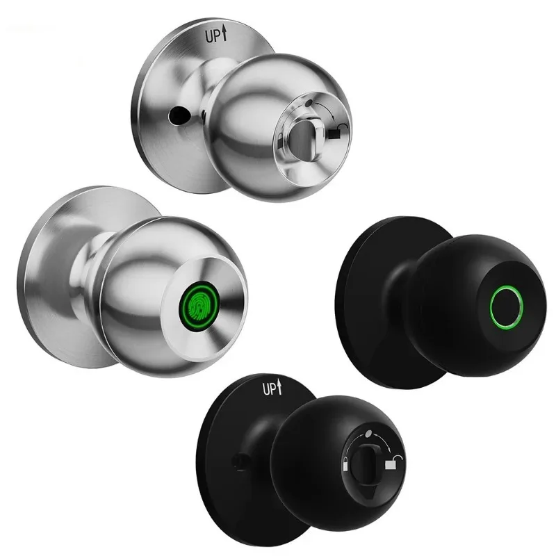 Smart Door Handle Lock Ball Knob Keyless Fingerprint Access Control Zinc Alloy Steel Grade Security Steel Door