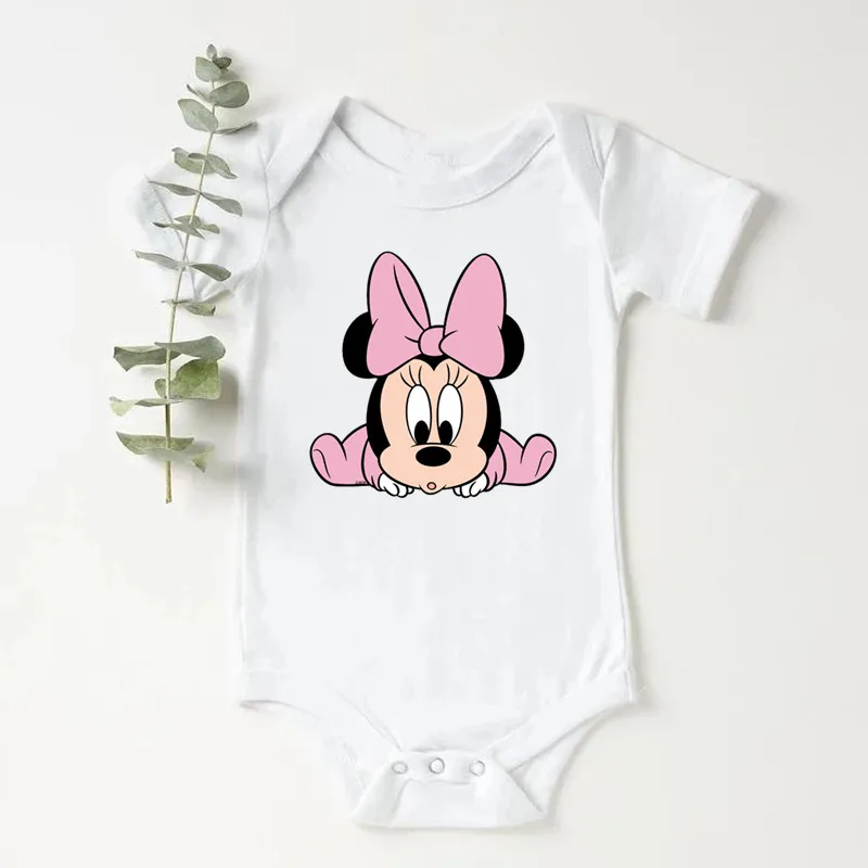 New Minnie Mouse Baby Girl Clothes Summer Short Sleeve Bodysuit for Newborns 100% Cotton Baby Clothes New Born Romper