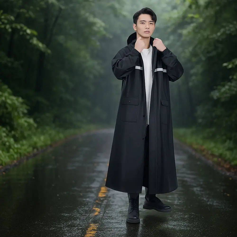 

Ветрозащитный плащ для мотоциклиста, износостойкие светоотражающие полосы, водонепроницаемый дождевик со съемными полями, непромокаемая дождевик