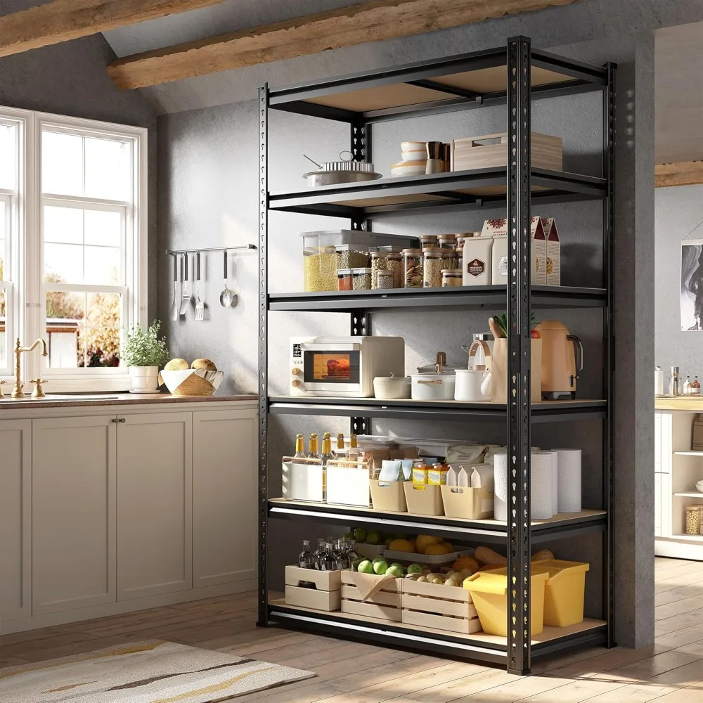 

78" H Metal Shelving 6 Tier Garage Shelving Adjustable 2400LBS Storage Shelves Heavy Duty Pantry Shelves for Kitchen Closet