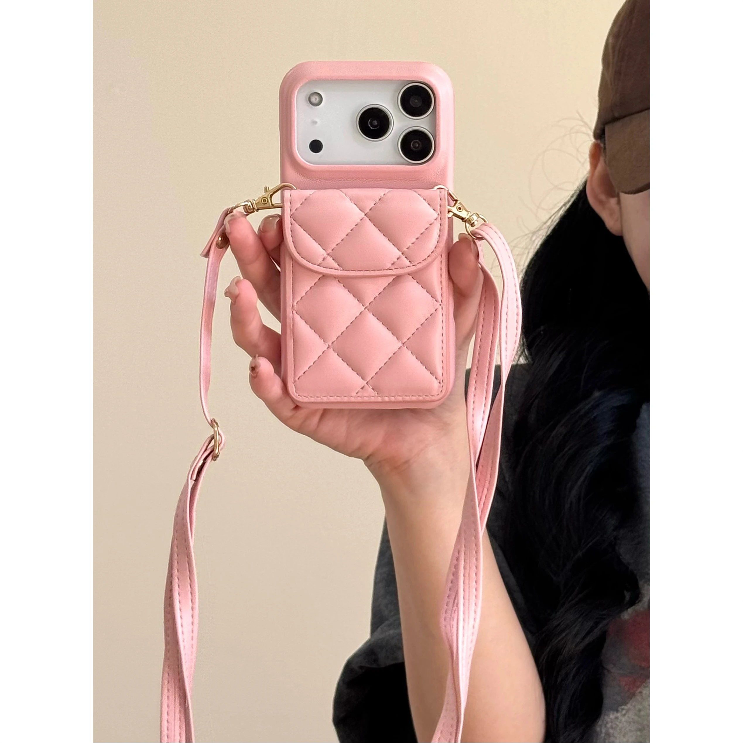 Etui skórzane z magnetycznym portfelem na karty, do noszenia na skos, z długą smyczą, na iPhone 17 Pro Max 16 Plus 15 14 13