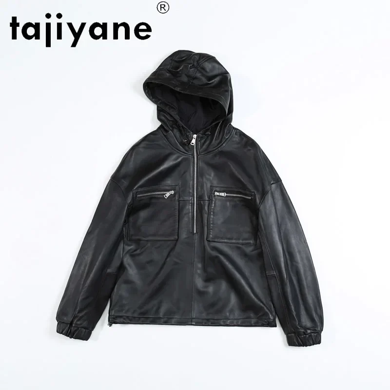 Tajeyane-Chaqueta de piel de oveja auténtica para mujer, abrigos de Cuero Genuino, chaquetas con capucha, Tops de alta calidad, TN2058