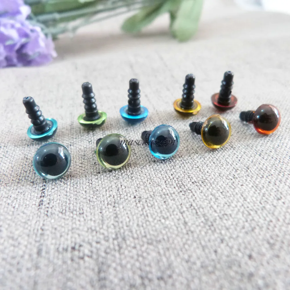 150pcs/lotnew items 8mm round plastic  safety toy eyes + hard washer green/yellow/red/blue/light blue color option