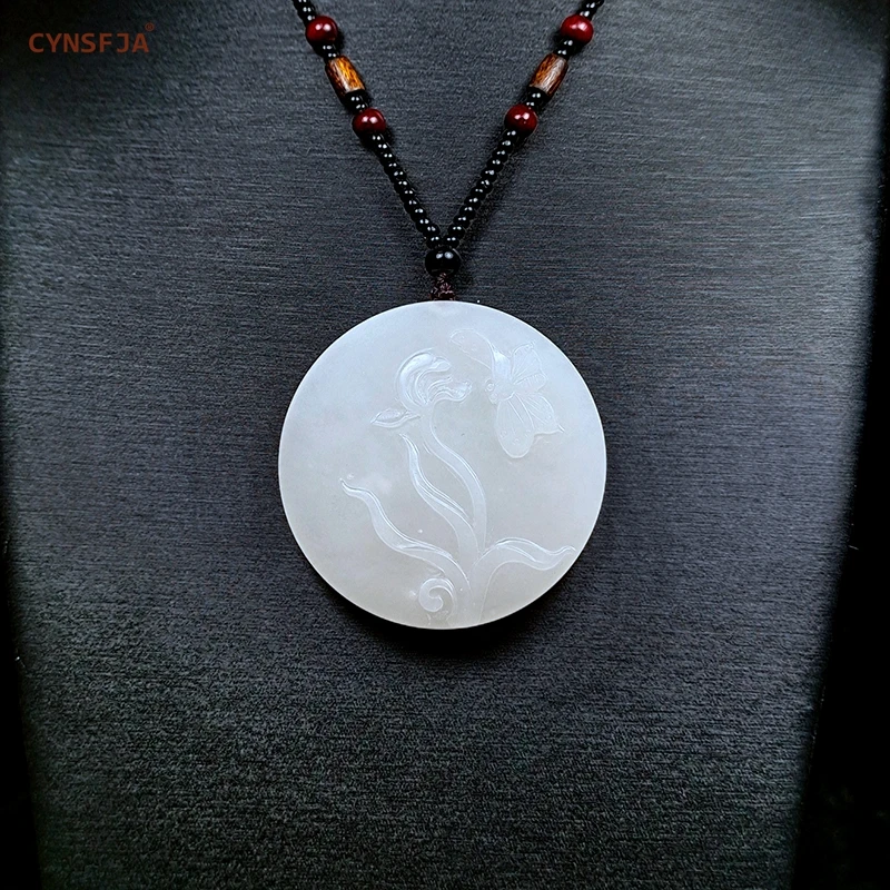 CYNSFJA New Real Certified Natural Hetian Nephrite Unisex Lucky Amulet Wealth Jade Pendant Hand Carved High Quality Elegant Gift