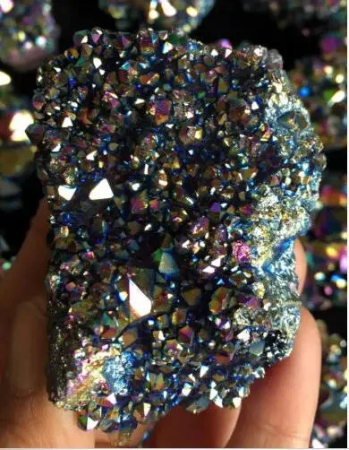 2.2lb Rainbow aura amethyst bismuth titanium silicon clusters