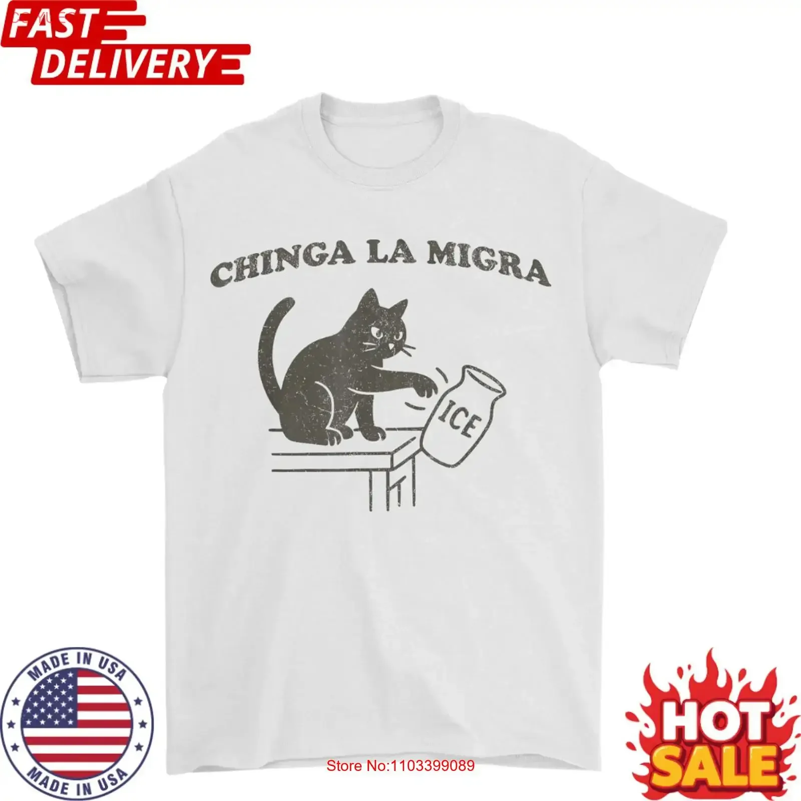 Camiseta Chinga La Migra Pro Immigration Human Rights Abolish Ice Cat, camiseta vintage lavada, suave, a la moda, para hombre, para uso diario