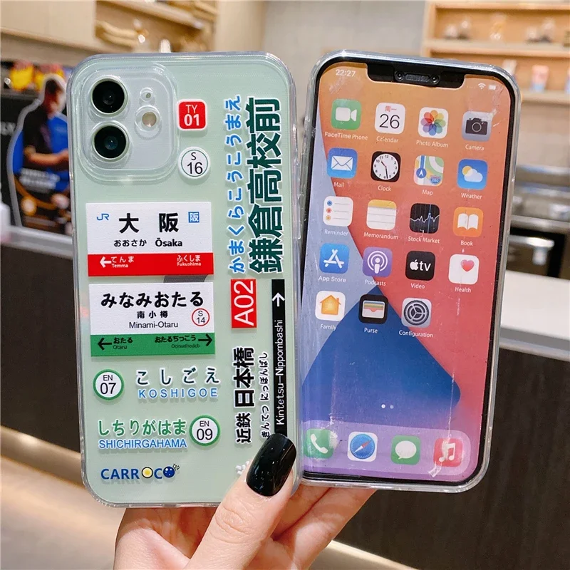 اليابان الإبداعية التسمية أوساكا كيوتو قضية الهاتف آيفون 11 12 13 14 15 16 برو ماكس mini XS SE زائد شفافة لينة غطاء من السيليكون