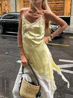 New Lace Mini Spaghetti Strap Dress For Women Irregular Backless Slit Sexy Evening Party Dress Female High Waist Bottom Dresses - Image 4