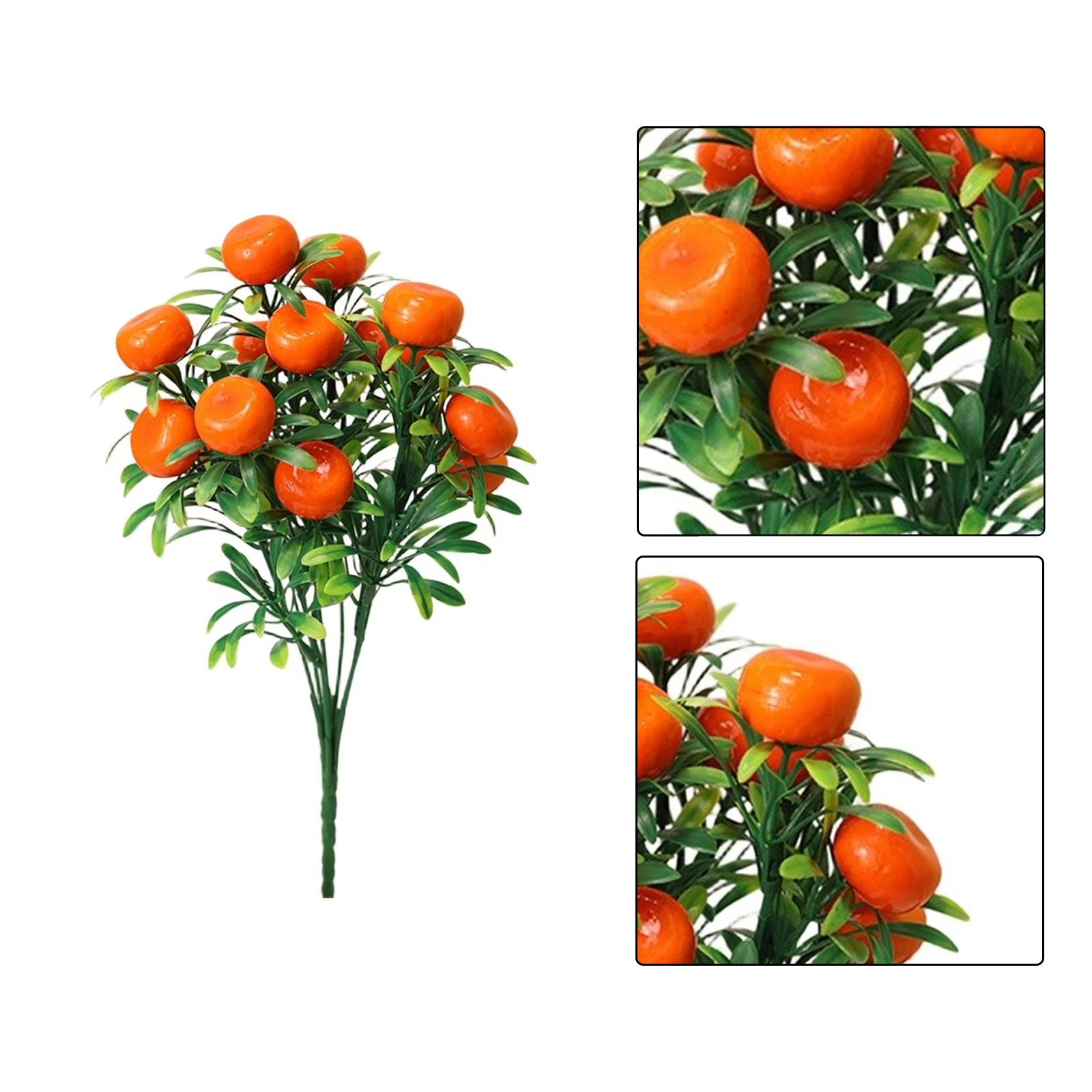 7-Stem Orange Fortune Fruit Decorative Branch with Foam Fruits for Living Room Entryway Office Desk and Event Styling