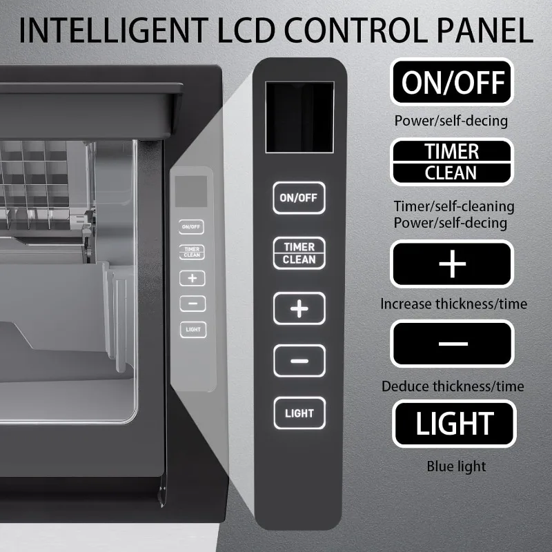 เครื่องทําน้ําแข็งเชิงพาณิชย์ 100 ปอนด์/24 ชม., 36 ก้อน/11 นาที, ความจุน้ําแข็ง 22 ปอนด์, เครื่องทําน้ําแข็งเคาน์เตอร์ทําความสะอาดตัวเอง