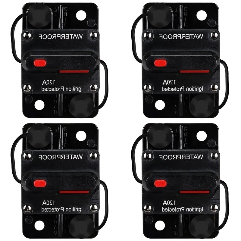 4X Waterproof Circuit Breaker,With Manual Reset,12V-48V DC,120A,For Car Marine Trolling Motors Boat Power Protect-[ToolMr A83]