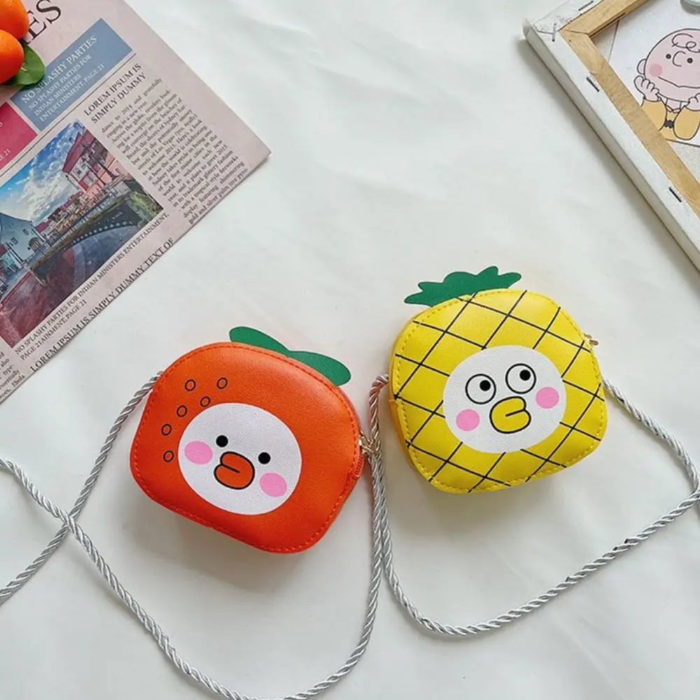 Mini bolso de hombro de dibujos animados de fresa, melocotón, naranja, fruta, bolso cruzado, monedero para niños