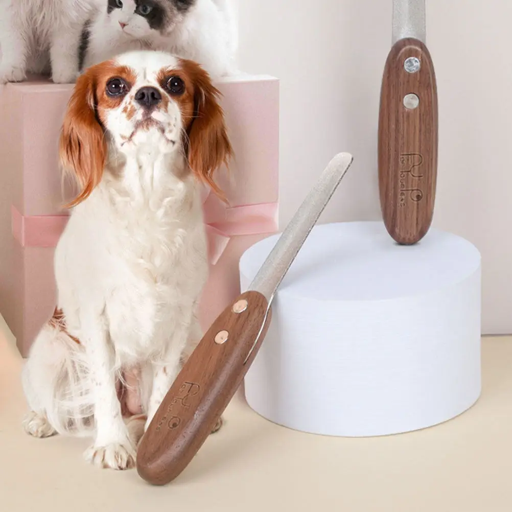Stainless Steel Tip Wood Handle Pet Nail File for Dogs and Cats Portable Nail Grinding Tool Safety Guard Smooth Finish Wear