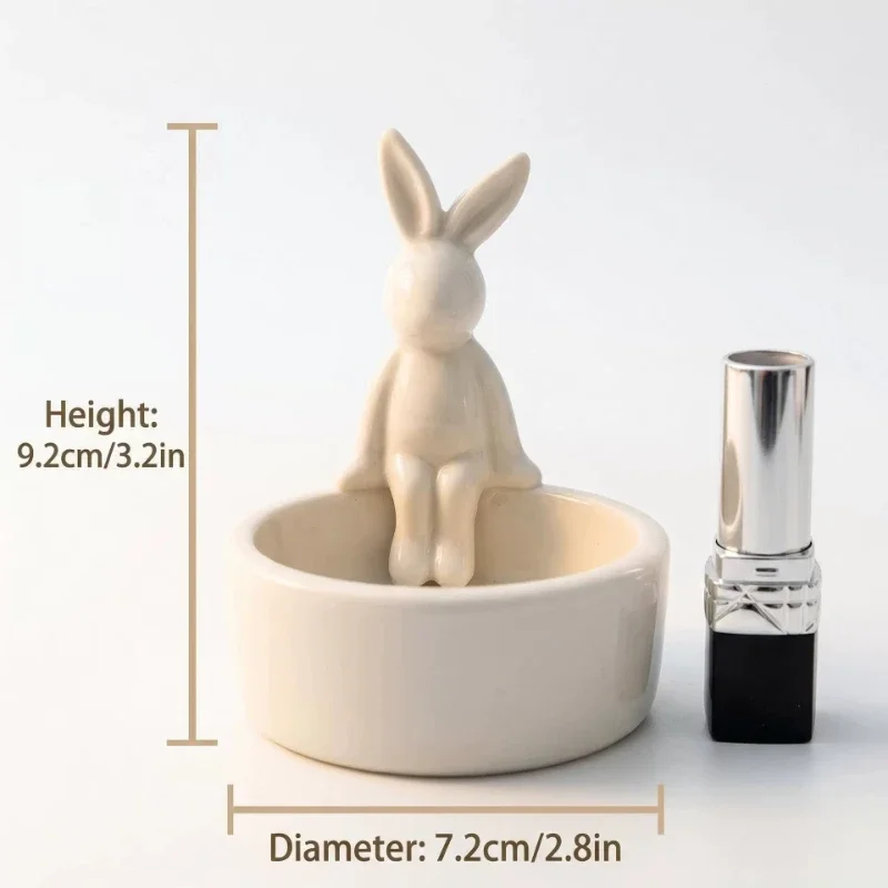 Ceramic Cartoon Bunny Candle Holder Easter Candles Holders Ornament Dining Table Study Aromatherapy Candles Vessel Decoration