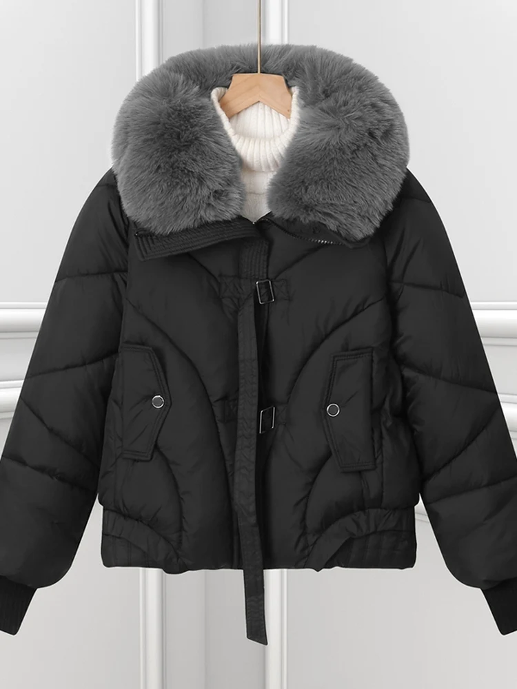 

Теплая хлопковая куртка женская, повседневная, с меховым воротником, в корейском стиле, свободного кроя, на хлопковой подкладке, для зимы
