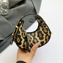 Half Moon Design Women Bag Designer Semicircle Mini Bag Vintage Leopard PU Leather Handbag Famous Brand Bag Chic Lady Wrist Bag