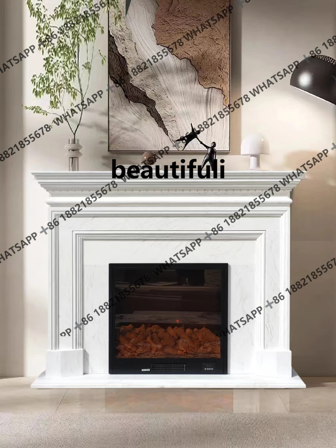 Marble European carved fireplace cabinet background wall entrance home decoration engraving living room decoration
