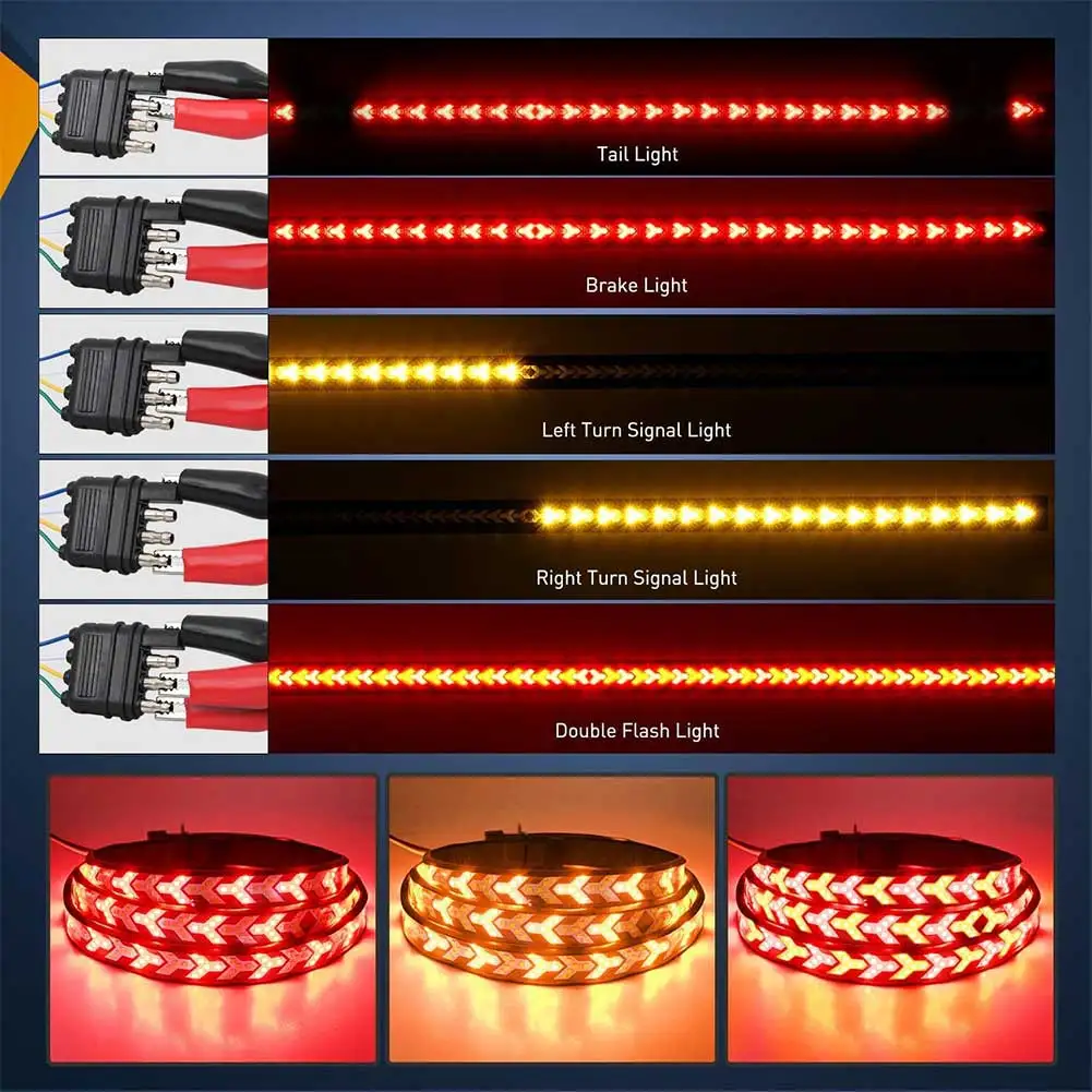 Truck Brake Lamp Tailgate LED Strip Flowing Scanner Effect Enhanced Visibility Tailgate Lights As Shown In The Figure
