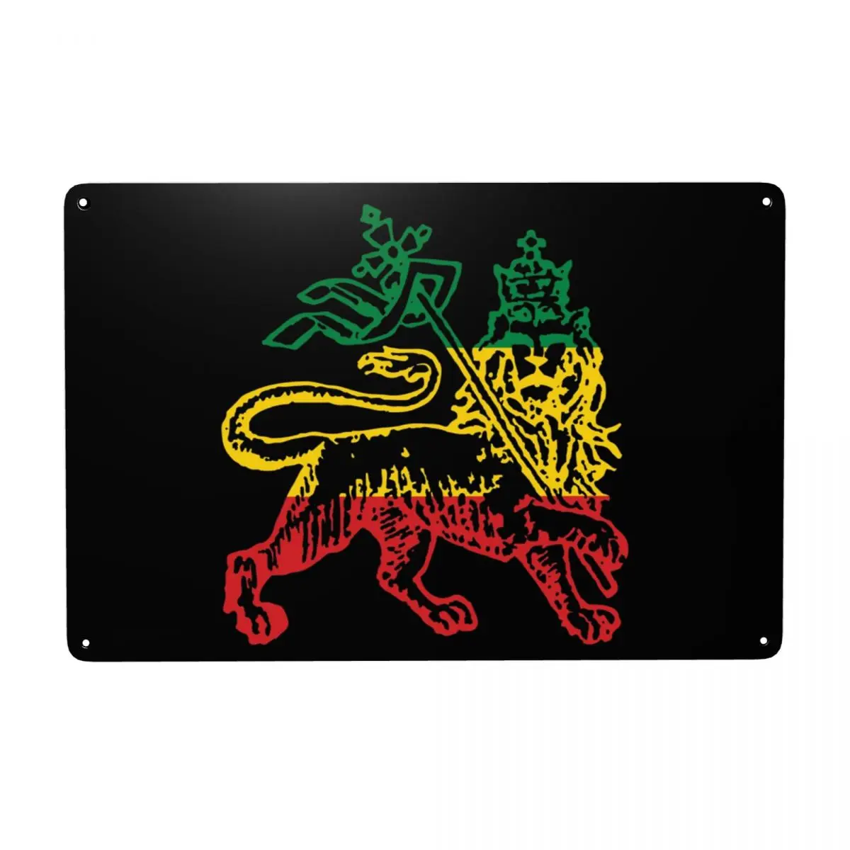 Lion Of Judah Flag Ethiopia King Selassie Rasta Metal Sign Tin Decorative Signs Plaque Office Store Pubs Club Wall Decor Art