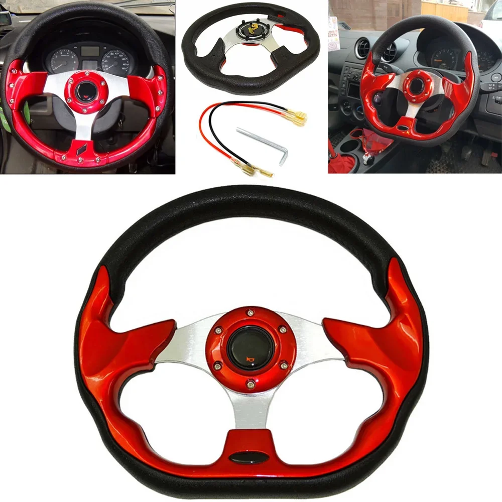 Universal Car Steering Wheel 13 Inches Leather Aluminum Racing Sport Steering Wheel With Logo Auto Accessories For Honda