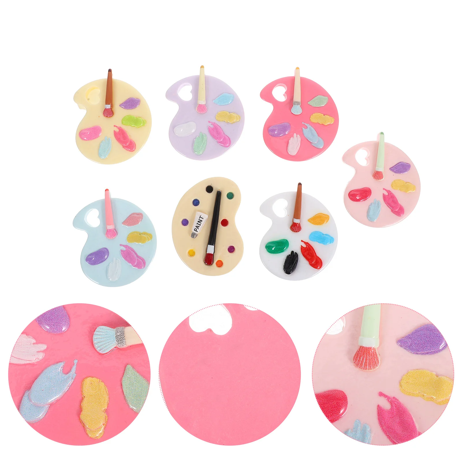 

14 шт., подвески с палитрой краски, милые мультяшные смоляные бусины с плоской задней частью для изготовления ювелирных изделий, принадлежности для рукоделия, серьги, кулон, чехол для телефона
