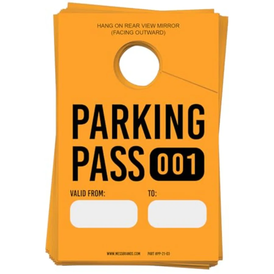

Parking Permit Hang Tag 001-500 Numbered - Car Pass Hangtags for Parking Lot - Temporary Tags for Rear View Mirror, Windshield