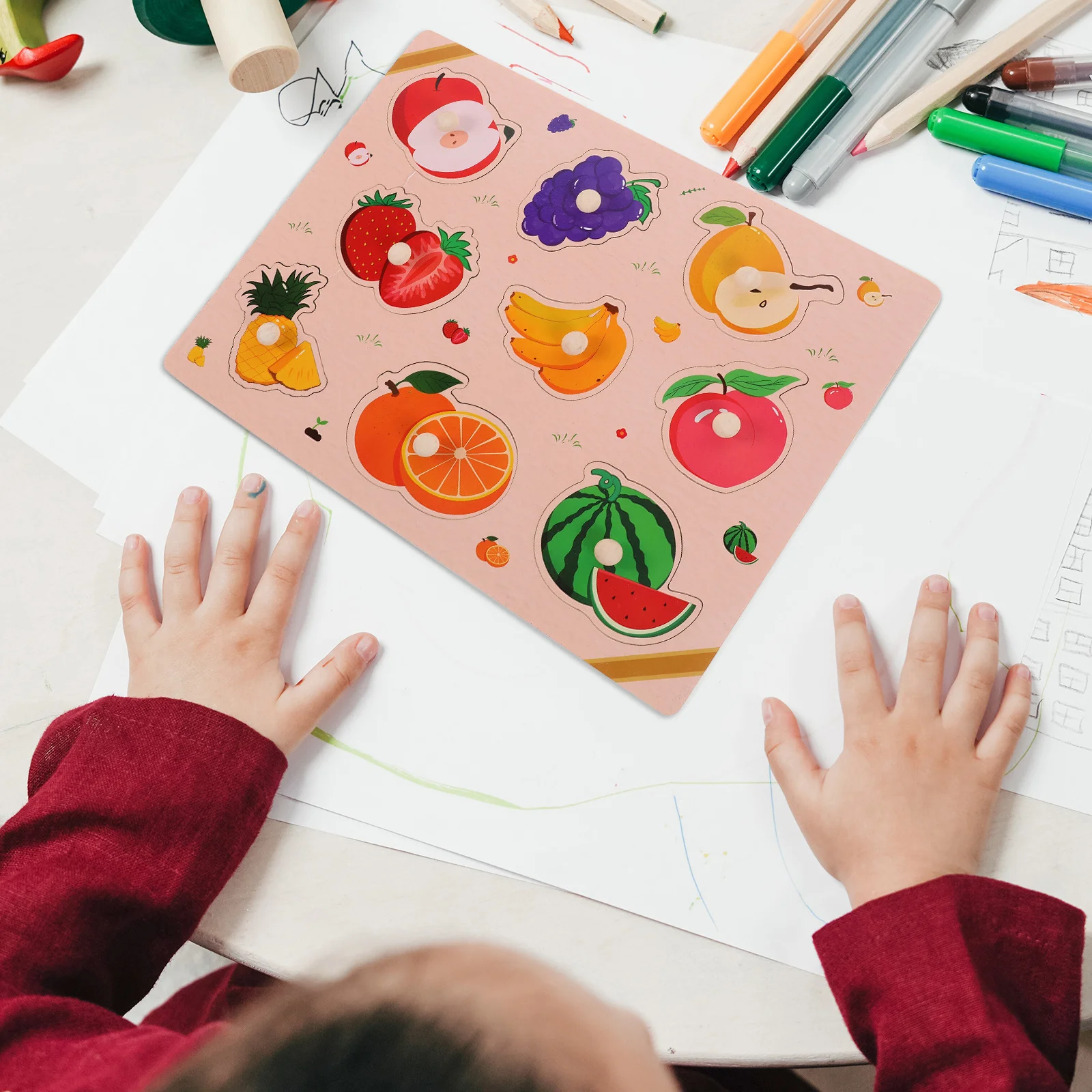 1 set 1 Set Fruit Houten Puzzel Voor Kinderen Leeftijden 3-9 Peuter Leren Voorschoolse Educatief Spel Houten Legpuzzels
